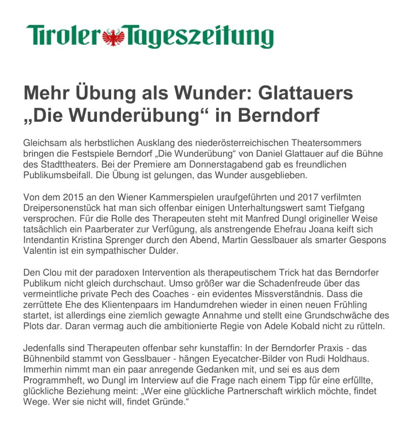 Die Wunderübung - Tiroler Tageszeitung